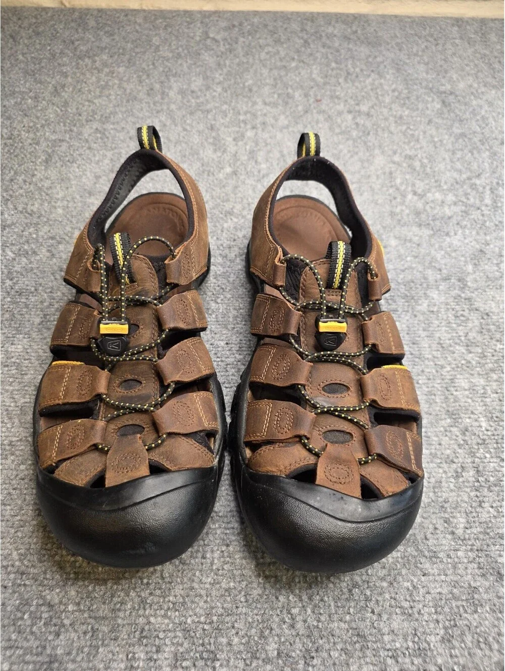 KEEN Newport Men's 13 Leather Hiking Sandals Bison Brown Closed Toe Trail EUC